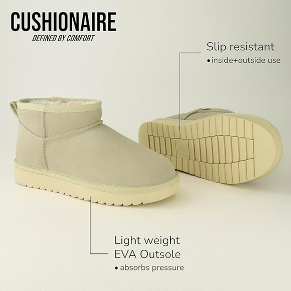 CUSHIONAIRE Women's Hip Genuine Suede Ankle Fur Lined Boots in Chocolate New - Picture 8 of 9